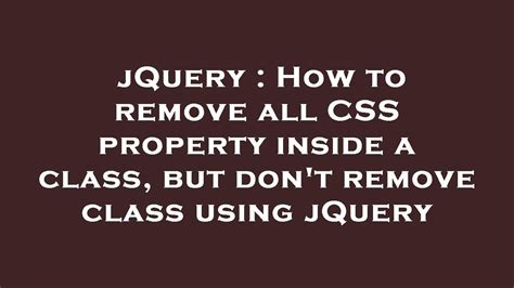 how to remove class using jquery.